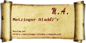 Metzinger Aladár névjegykártya